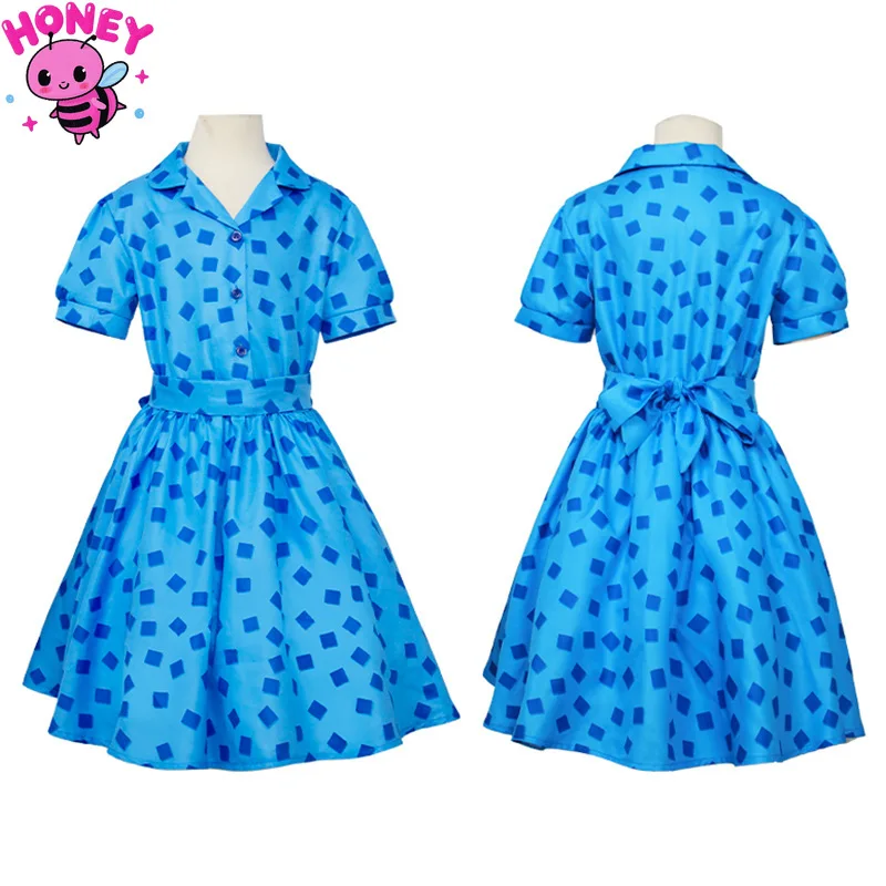 

Movie Matilda the Musical Cosplay Costume Blue Printed Dress for Girls Children's Day Performance Carnival Party Costumes
