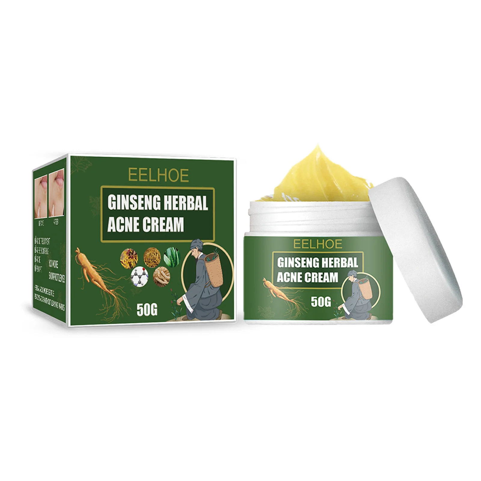EELHOE-crema antiacné a base de hierbas, crema antiacné, crema limpiadora hidratante, agua, aceite, equilibrio, antiacné