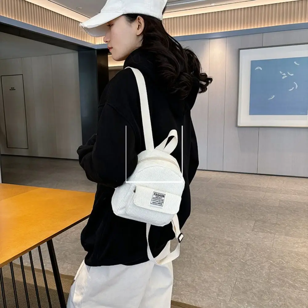 Bolsos simples para teléfono, mochila de pana, mochila de estilo coreano, Mini bolsos de hombro, bolso de mano de Color sólido, mochilas escolares para mujeres y niñas