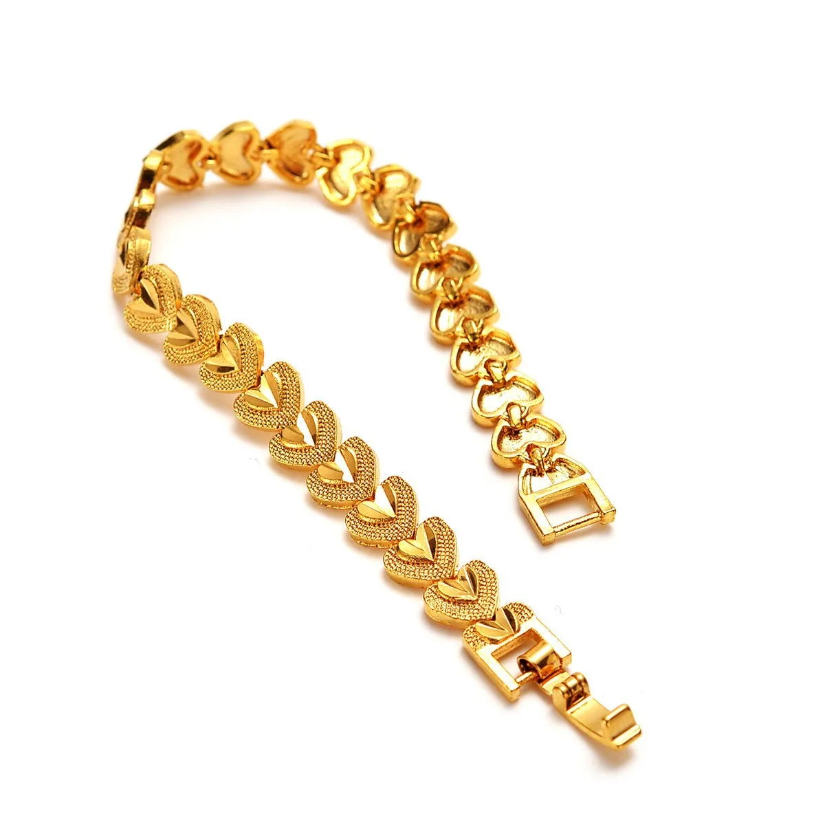 

Women's 24K Gold AU999 Geometric Heart Bracelet | Double-sided ancient patterns, cultural elegance for traditional gatherings