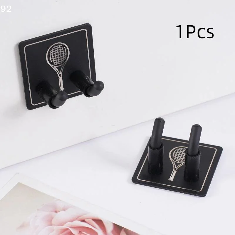 Universal Tennis Badminton Hook Up Stainless Steel Wall Mount Display Stand With Hook For Vertical Racket StorageCentury House