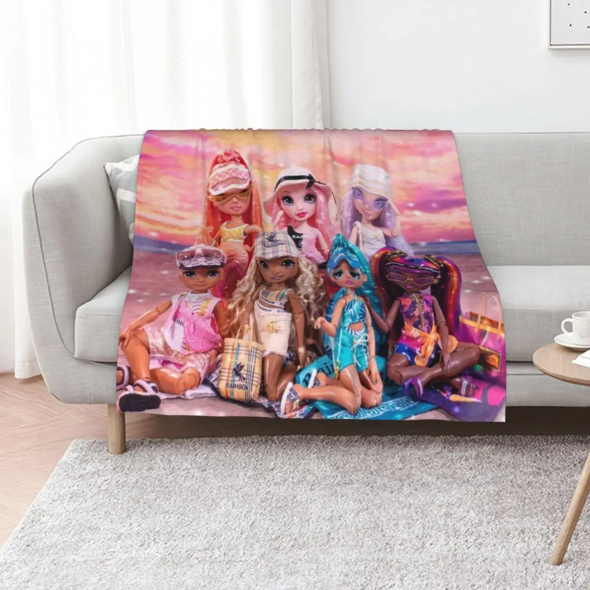Rainbow High Pacific Coast group artwork Throw Blanket Vintage Large Custom Beautifuls Sofas Plaid Blankets