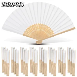 100PCS Bamboo Handheld Folded Fans Craft Hand Fans Foldable Chinese Fans for Weddings Bridal Dancing DIY Decoration Party Favors