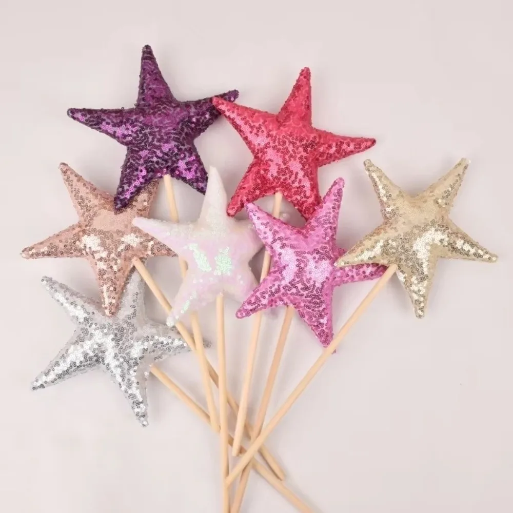 Glitter Design Party Headwear Star Shape Fairy Stick Style Stage Performance Headband Adjustable Headband Star Fairy Stick