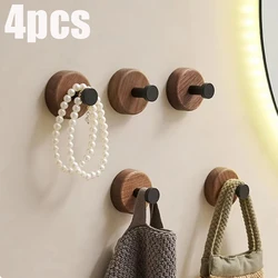 Self-adhesive Solid Wood Hooks Walnut Hanging Hanger Bathroom Wall Hook Bedroom Coat Storage Rack Home Towel Key Decor Hook