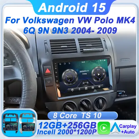 Car Android For Volkswagen VW Polo MK4  6Q 9N 9N3 2004 - 2011 Wireless Android Auto Radio Carplay GPS Navigation 5G Wifi BT FM