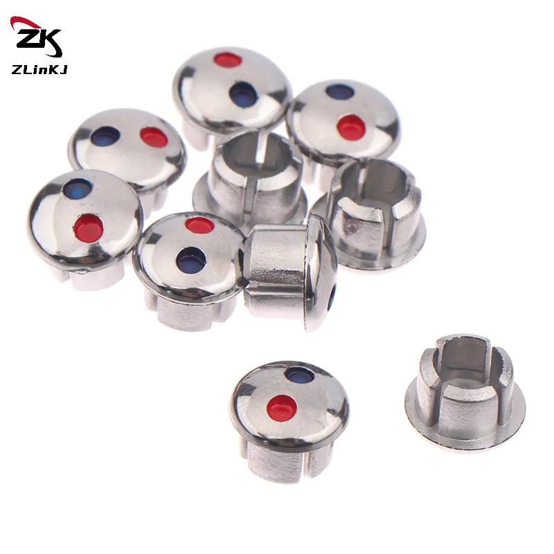 10Pcs Faucet Handle Hot Cold Water Sign Red Blue Label Decoration Cover Kitchen Bathroom Mixer Tap Indicate For Faucet Handles