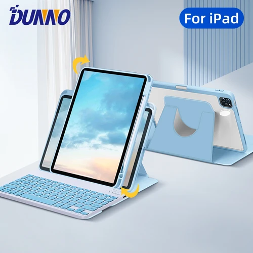 Funda con teclado giratorio para iPad de 10. a generación para Pro 11 Air 4 Air 5 10,9 para 7/8/9th 10,2 Air 3 Pro 10,5 contraportada inteligente