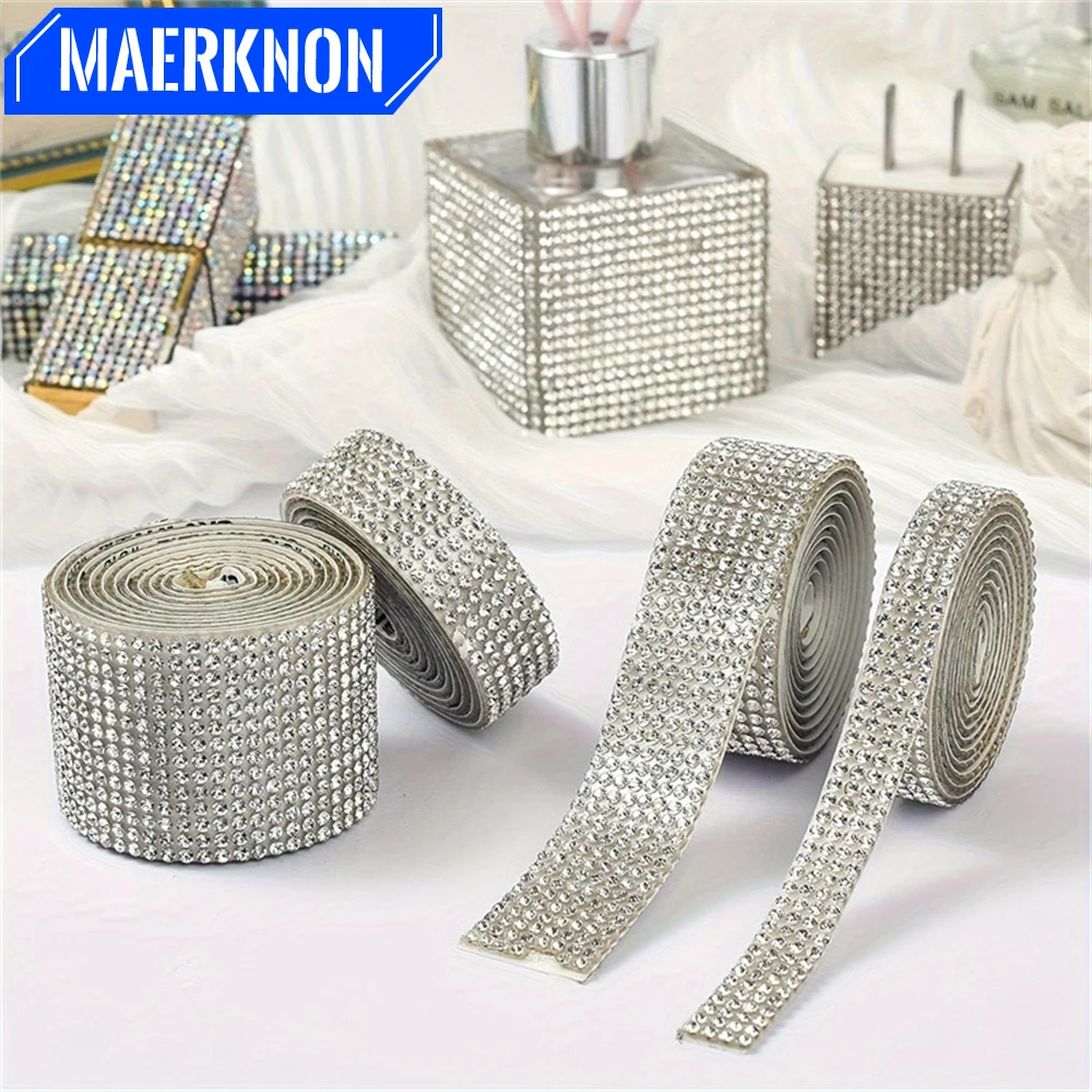 Self Adhesive Rhinestone Ribbons Glitter Crystal Diamond Stickers Phone Bag Shoes DIY Arts Crafts Party Gife Decoration Sticker