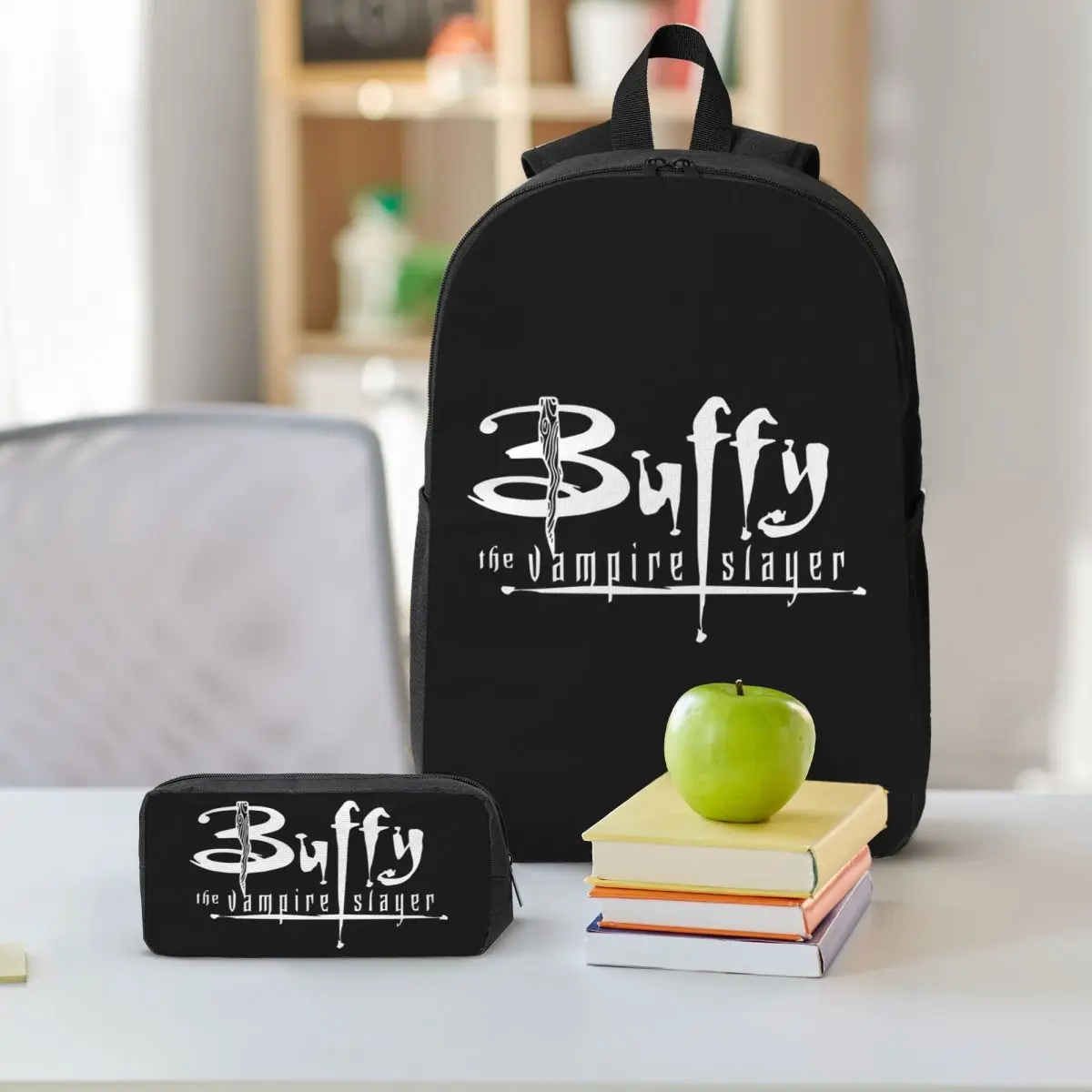 Buffy The Vampire Slayer Backpack Boys Girls BookBag School Bag Shoulder Bags 3ps Insulated Lunch Bag Pencil Case