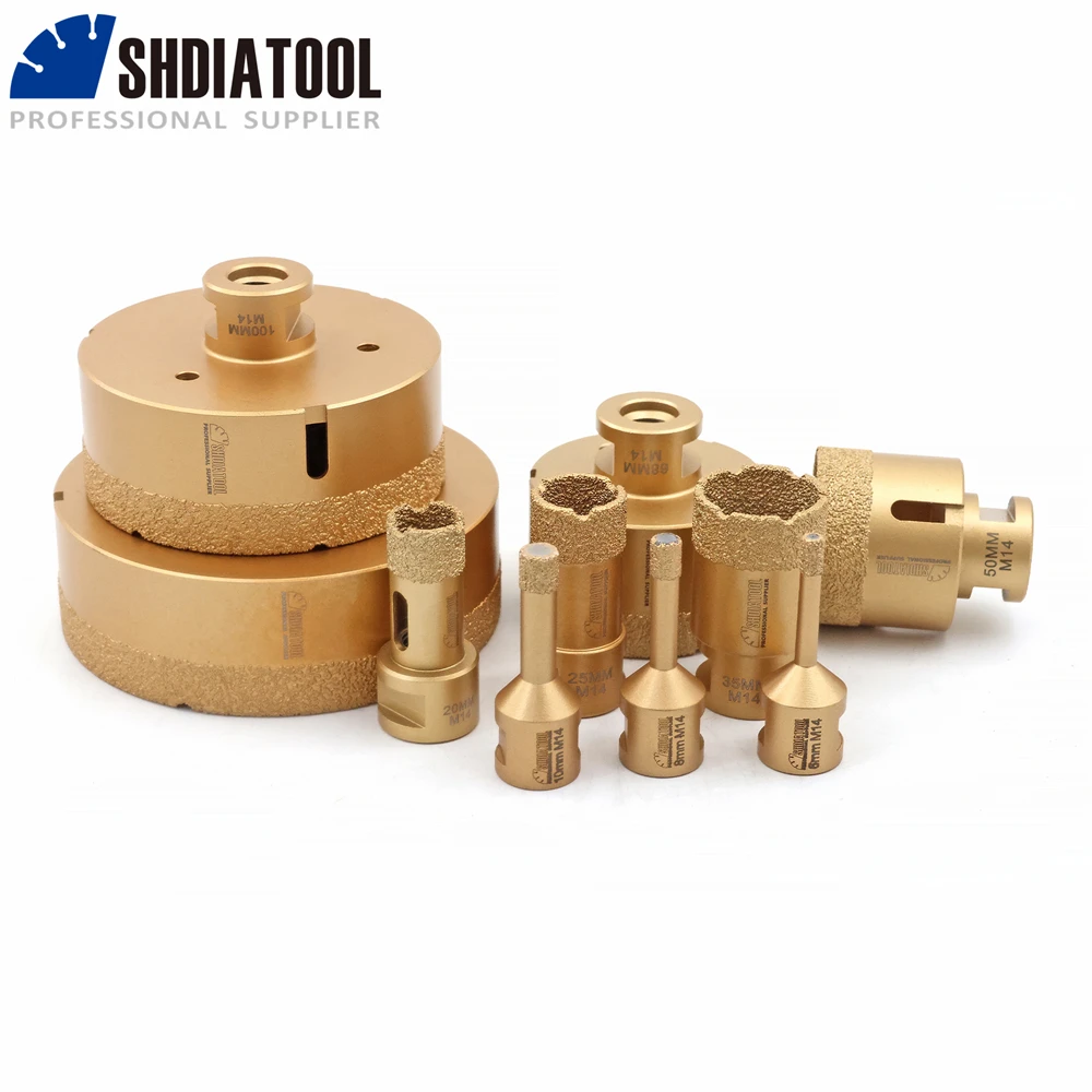 SHDIATOOL Diamond Drilling Core Bit Dry M14 Masonry Hole Saw Opener Cup Cutter Crown Porcelain Tile Granite Marble Stone Ceramic