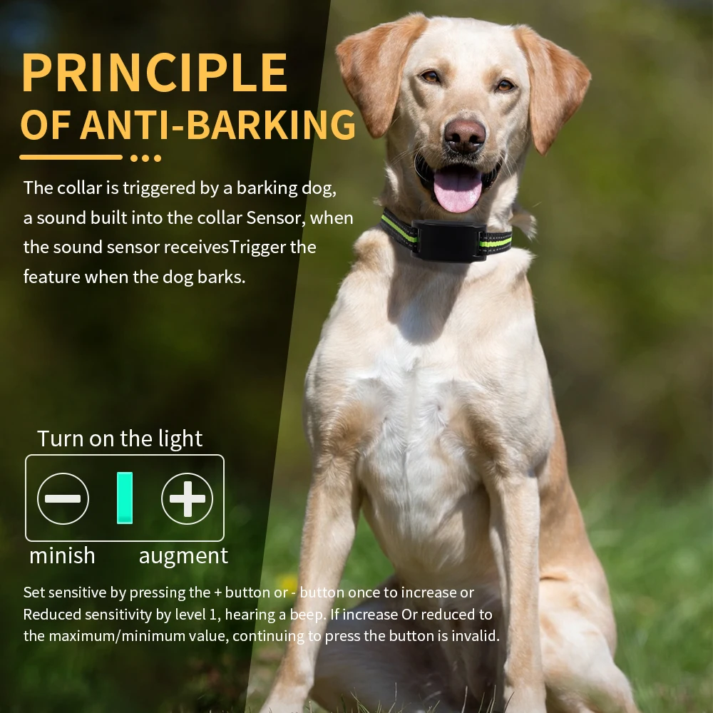 Automatic Dog Anti Barking Device Electric Dogs Training Collar USB Chargeable Stop Barking Vibration Anti Bark Devices 3 Color
