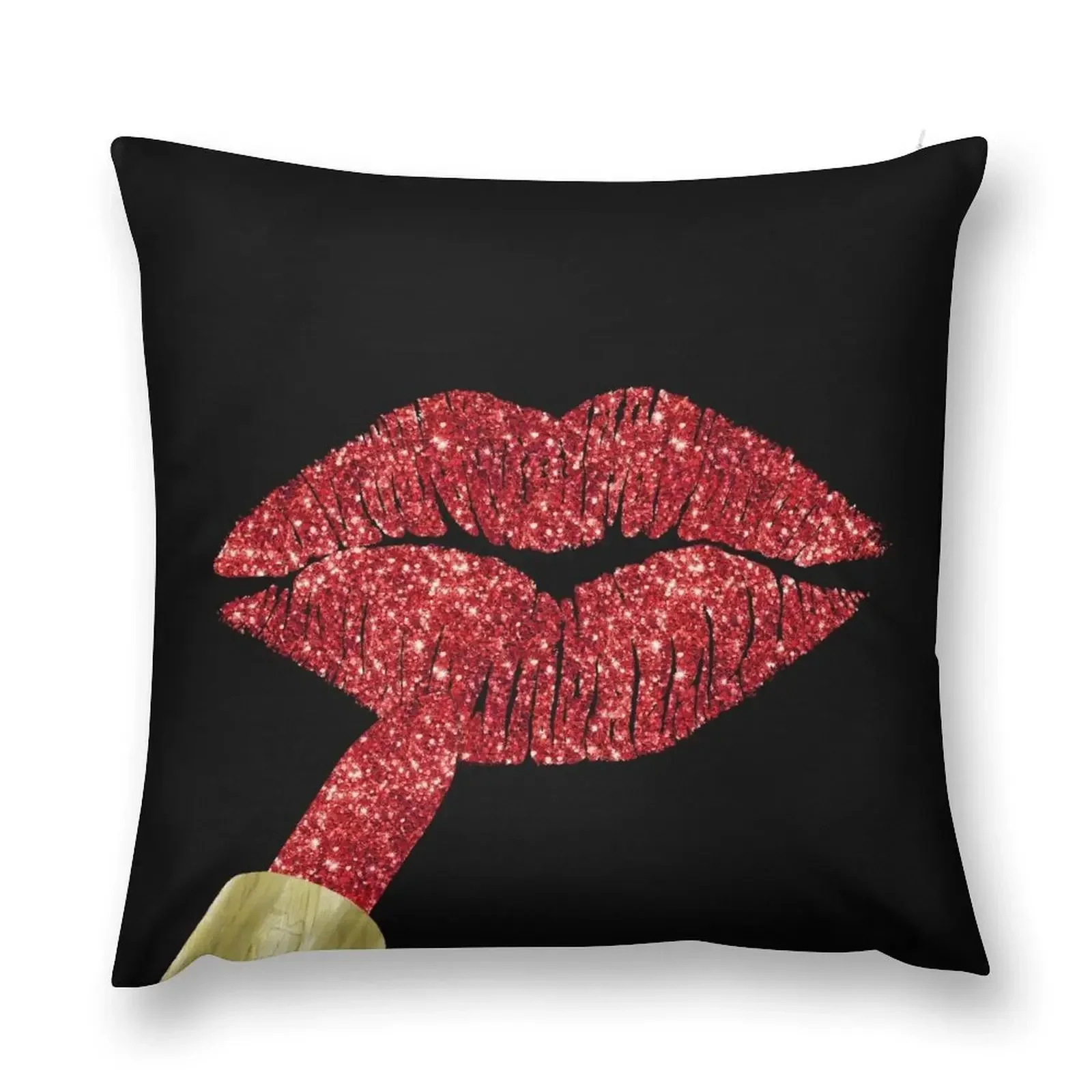 

Red Kiss, lipstick on pouty lips, fashion art Throw Pillow christmas pillow case ornamental pillows pillow