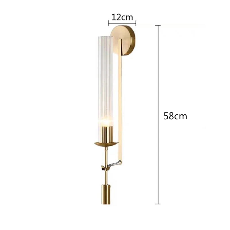 Imagem -06 - Tubo de Vidro Lâmpadas Parede Retro Luminárias Bronze Nordic Arandela Sala Estar Quarto Varanda Corredor Jantar Decoração Luminária