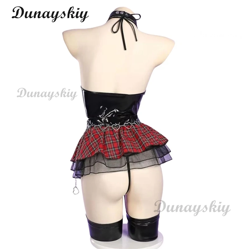 Мисс Миса Косплей Костюм и Парик Хэллоуин Готический Топ и Юбка с Сетчатыми Чулками и Рукавами Черный Корсет Юбка Комплект На Шнуровке