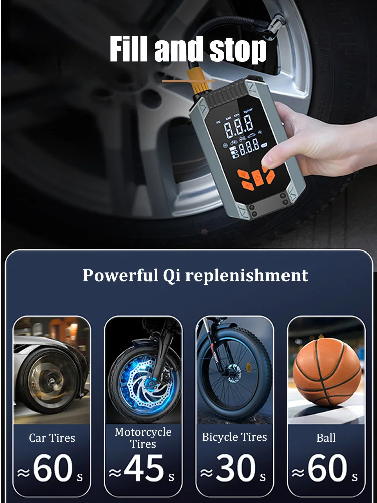 Car Emergency Starter Power Car Wireless Lithium Inflatable Pump Emergency Starting Power All-In-One Smart Inflatable Pump Tyre