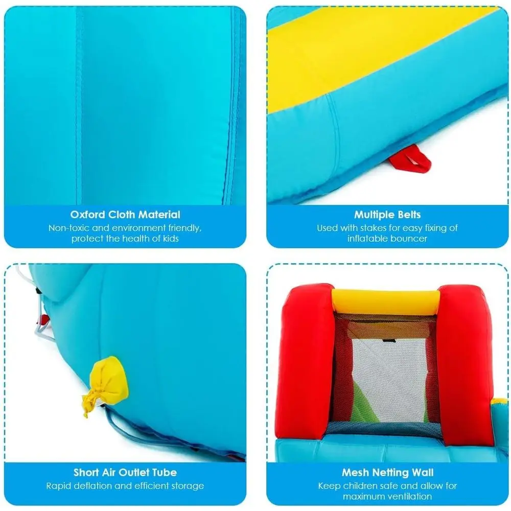 Scivolo d'acqua Iatable, casa da rimbalzo 7 in 1 con 2 diapositive, parete da arrampicata, piscina antispruzzo, bordo da basket, 2 pistole ad acqua, esterno