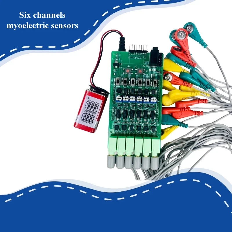 6-Channel EMG Sensor Module for Arduino, Robotic Arm Muscle Detection (Analog Output)