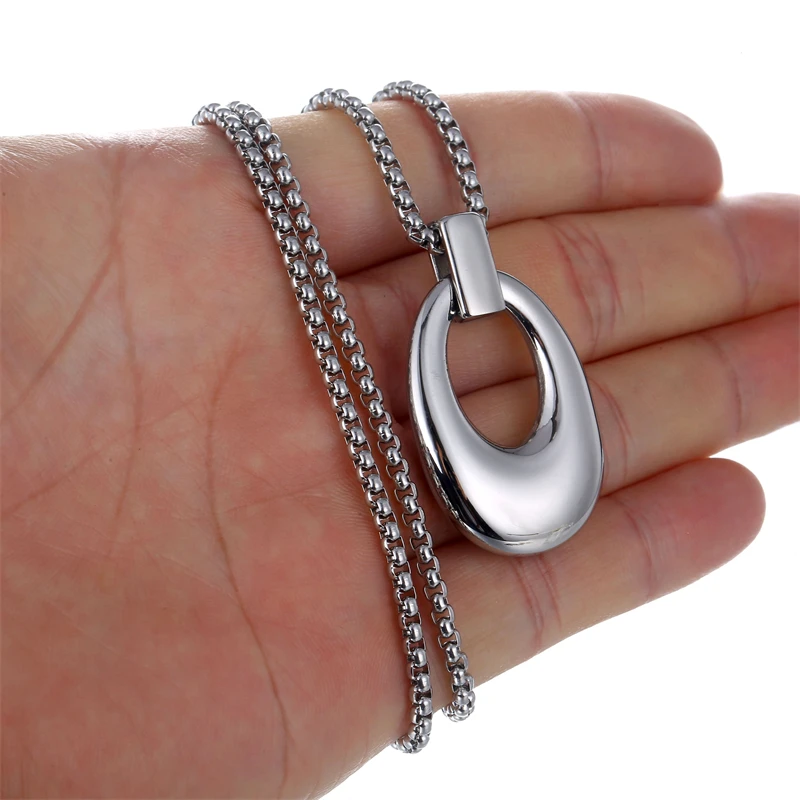 OPJ Man Pendant Fashion Simple Geometry Egg-shaped Stainless Steel Necklace And High-quality Polish Jewelry