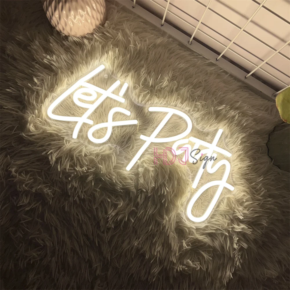 Let's Party Neon Sign Wedding Led Neon Light Sign Home Art Wedding Party Bedroom Decoration Party Neon Light USB Room Wall Decor