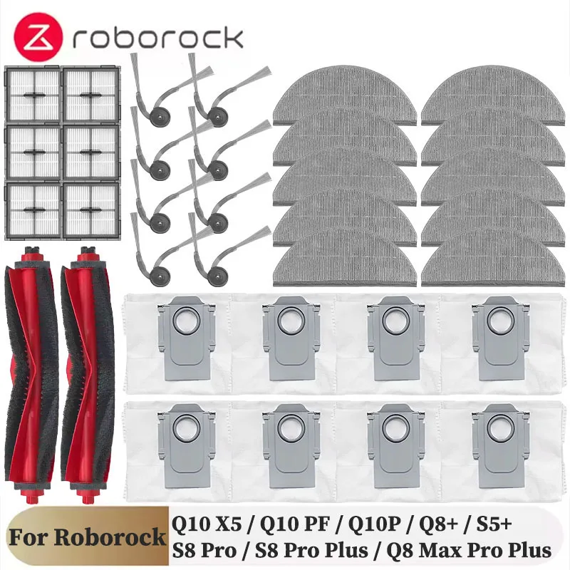 

For Roborock Q10 X5 / Q10 PF / Q10P / Q8+ / Q8 Max Pro Plus Parts Accessories Main Side Brush Filter Mop Dust Bag