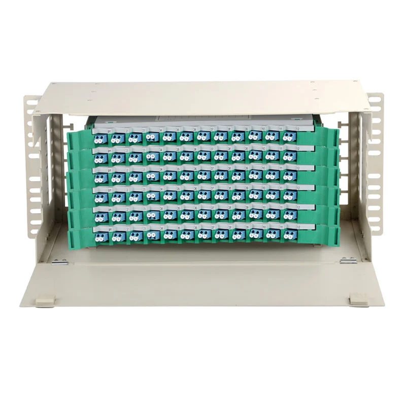 

Customized Fiber Optic Patch Panel, 72 Port, 144Core, ODF, 2U, LC, UPC, OM1 2 3 4 Dx Cabinet, Optic Distribution Frame Full Load