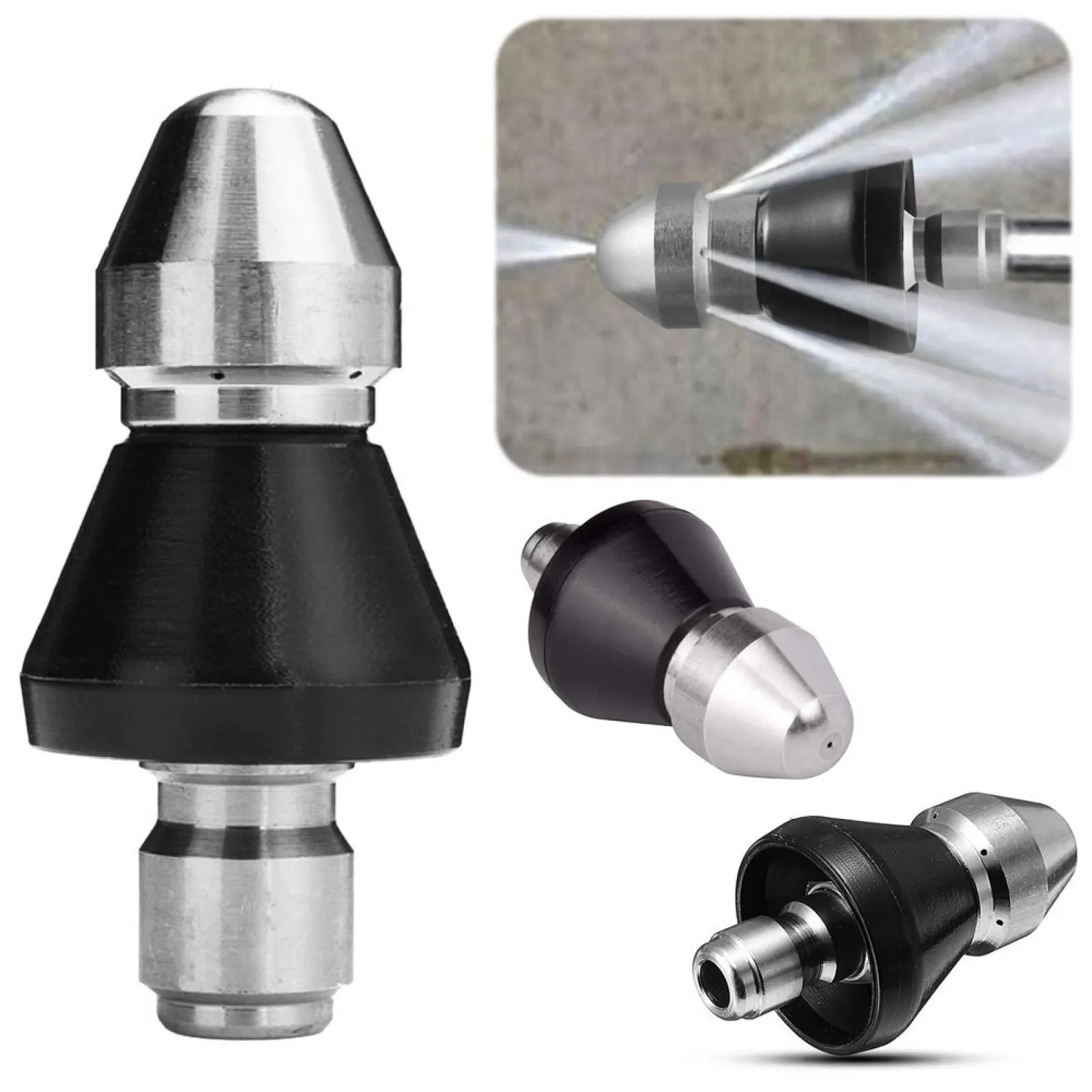 3/8 '' Cleaning Nozzle Pressure Washer Drain Sewer Cleaning Pipe Jetter Spray Nozzle 1 Front 6 Rear Jet Sewer Hose Dredging Tool