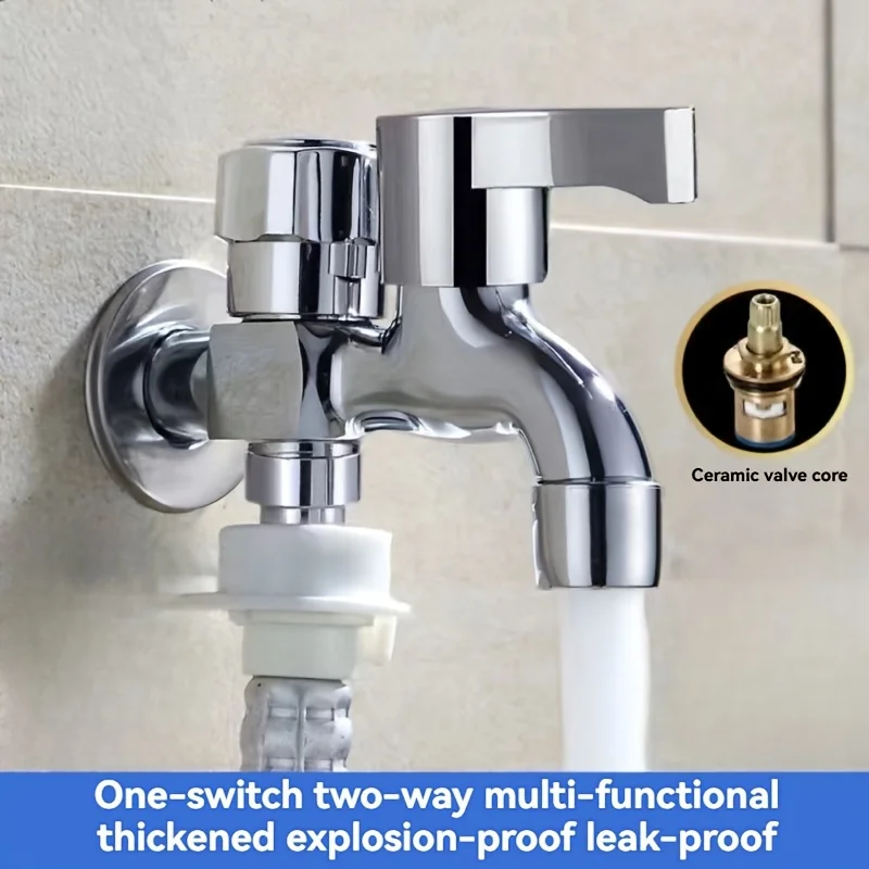 

1 piece of 304 stainless steel dual outlet faucet, multifunctional faucet, G1/2 universal interface
