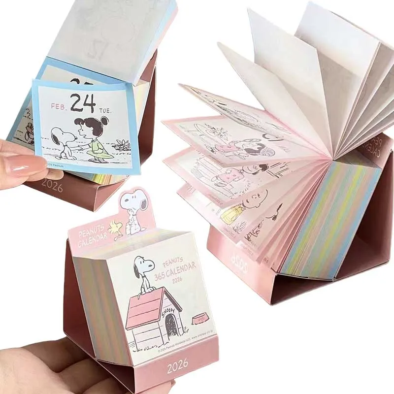 2026 Snoopy Desk Calendar Creative Desktop Decoration 365 Days Memo Notes for Home Office School Daily Schedule Calendar Gifts
