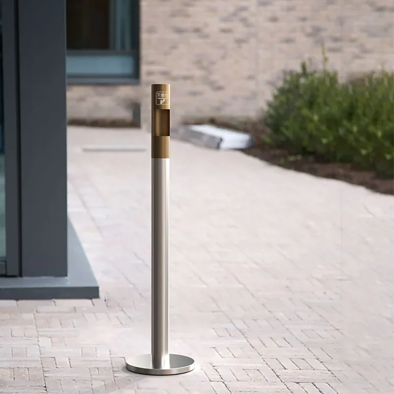 Floor-to-ceiling vertical smoke extinguishing column, outdoor public places smoking area ashtray cigarette holder collection sta