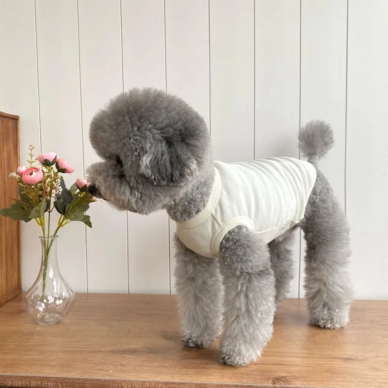 

Summer Teddy Bottom Shirt Pet Sleeveless Vest Bichon Solid Color Pullover Schnauzer Casual T-Shirt Solid Color Dog Clothes