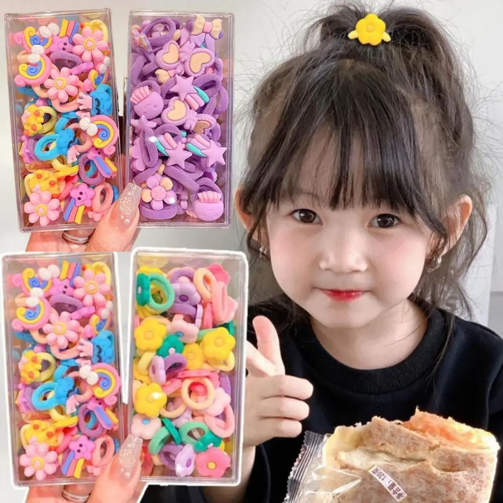 

20 шт., милый бант, веревка для волос, цветы, не повреждающие волосы, веревка на голову, эластичная мультяшная резинка, головной убор