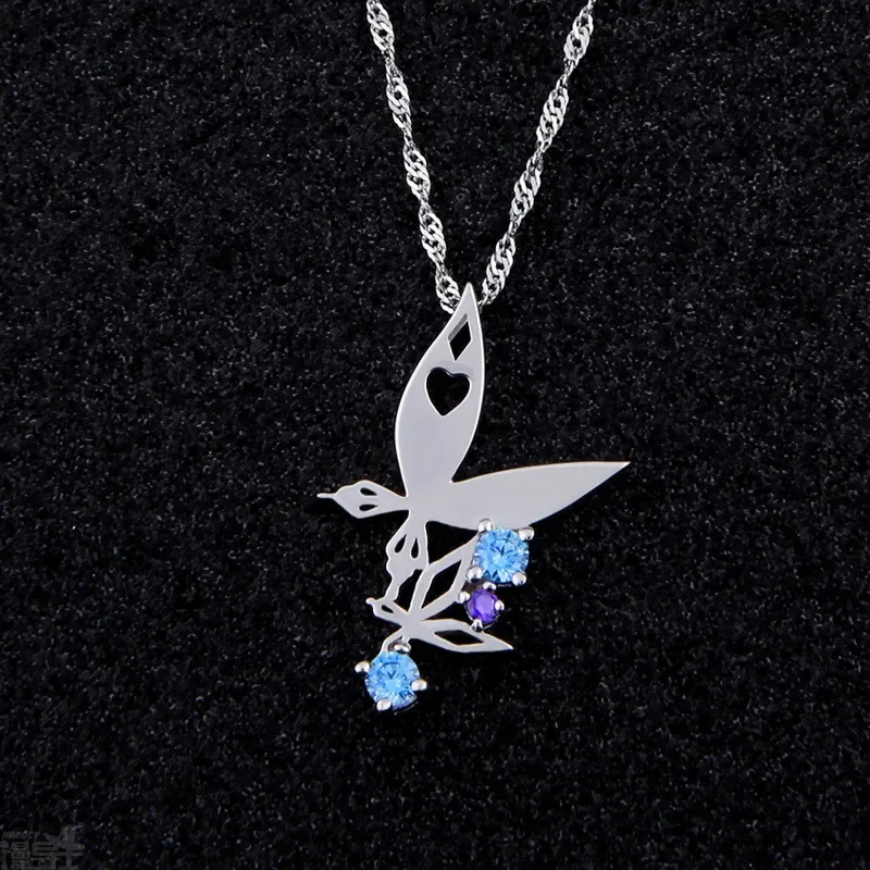 Japanese Anime D.Gray-man Tyki Mikk Fashion Cosplay S925 Sliver Butterfly Necklace Costumes Accessory Cos Props Pendant Gifts