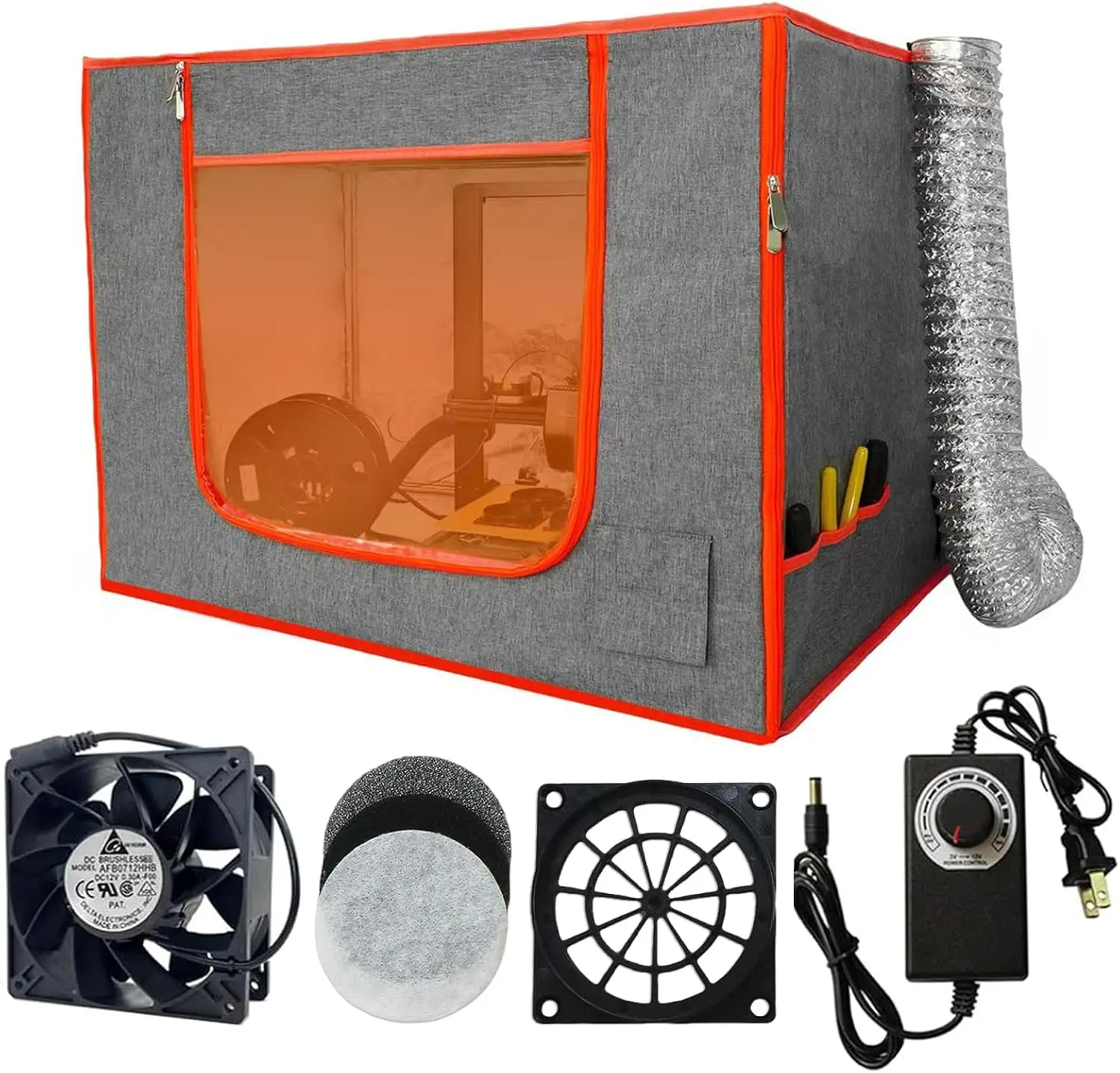 

Resin 3D Printer Enclosure Cover Tent with Exhaust Fan Kit, Adjustable Ventilation for UV Printers