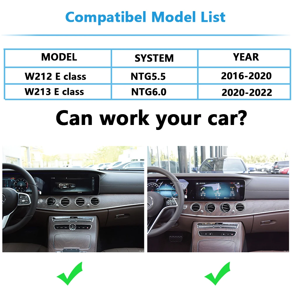 Mercedes w212 apple carplay w213 e class retrofit sem fio android ajuste automático atualização da câmera original iphone link plug & play