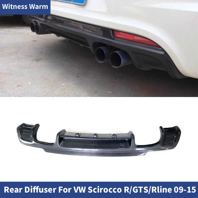 Carbon Fiber Rline Rear Bumper Lip Cover Chin Rear Diffuser for Volkswagen Scirocco Rline/gts Bumper 09-up