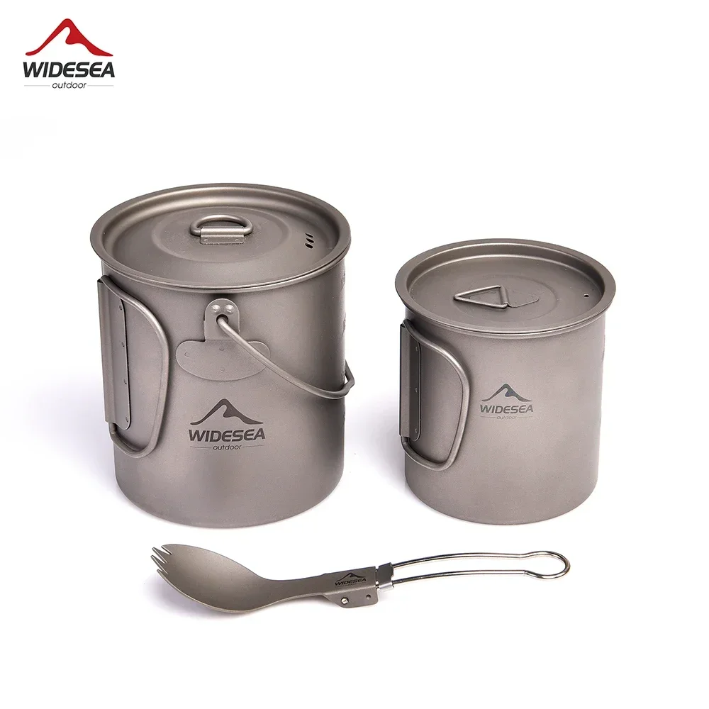 

Widesea Ultra-light Titanium Camping Cookware Set Outdoor Kitchen Tableware Trekking Hanging Pot Cup Mug Spoon Cauldron Tourism