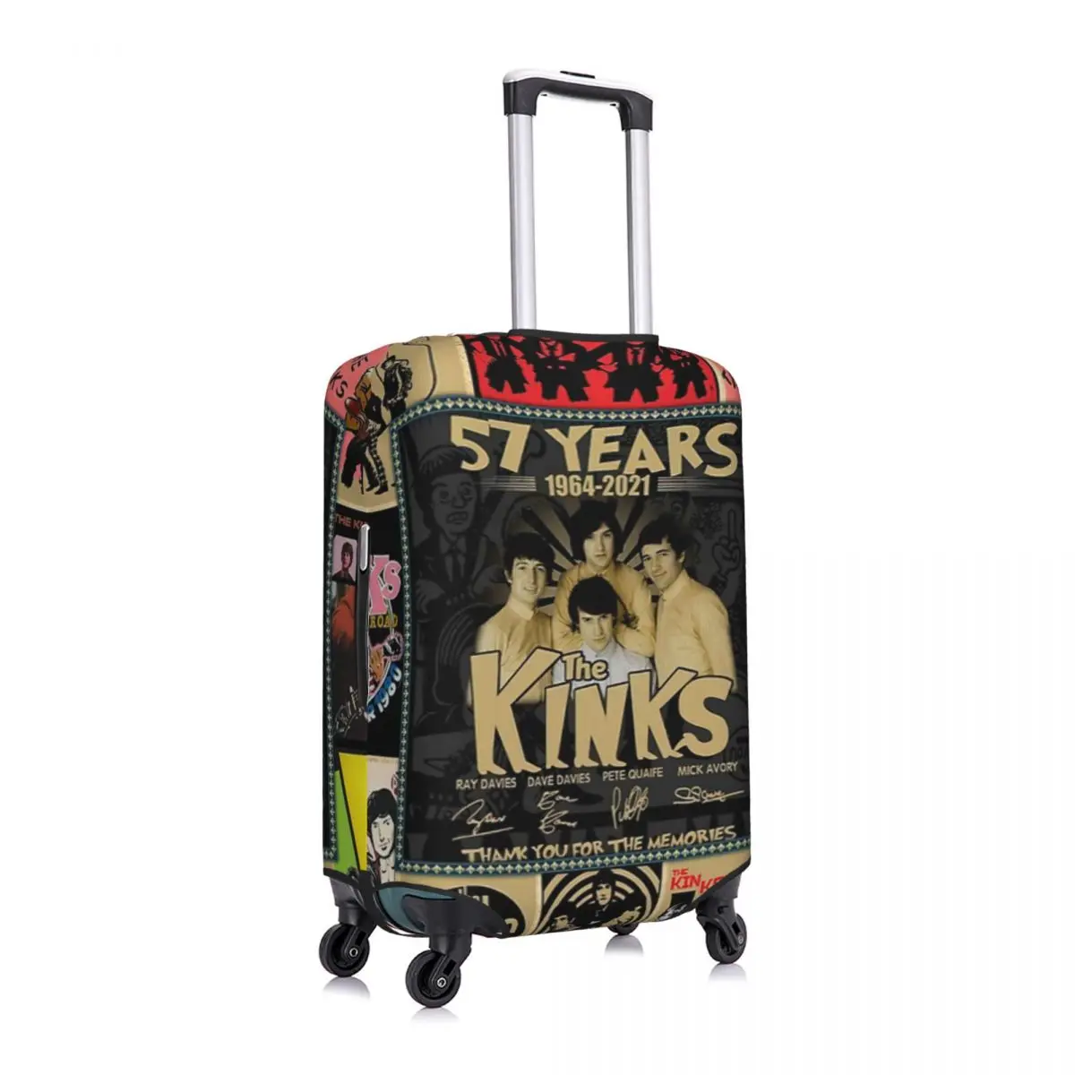 Kinks Vintage Print Luggage Protective Dust Covers Elastic Waterproof 18-32inch Suitcase Cover Travel Accessories