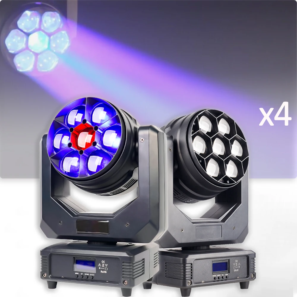 

4Pcs/Lot Bee Eye LED Wash 7x40W RGBW Moving Head Lighting For Disco Party DJ KTV 21/24/32/60 DMX Channels LED Stage Beam Light