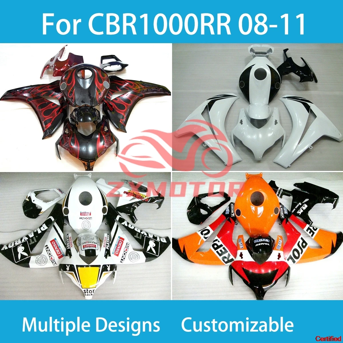 Complete CBR1000RR 2008 2009 2010 2011 Prime Fairings for Honda CBR1000RR 08 09 10 11 ABS Painted Fairing Kit Molding Fit