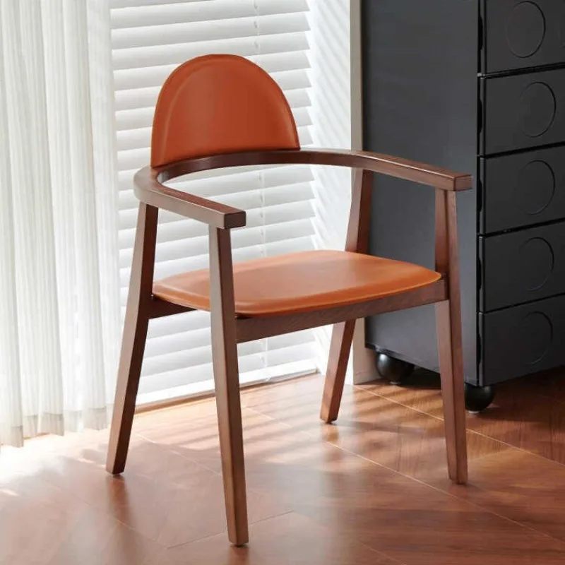 Nordic minimalist solid wood dining chair home high-end business negotiation meeting backrest Italian simple armrest