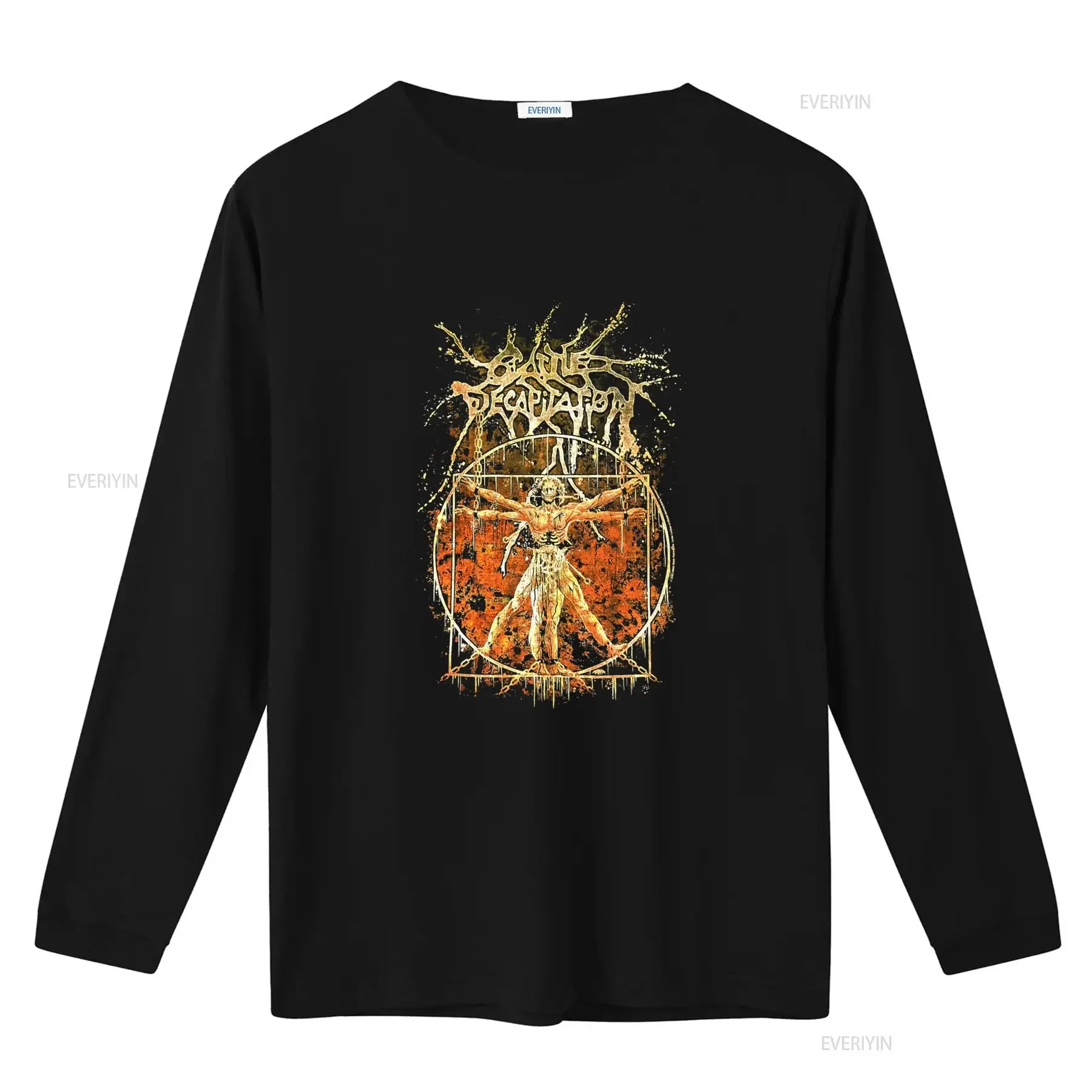 Men's Cattle Decapitation Vitruvian T Shirt Large Black Heavy Metal Band Art Print vintage Washed designer clothes Soft Unisex