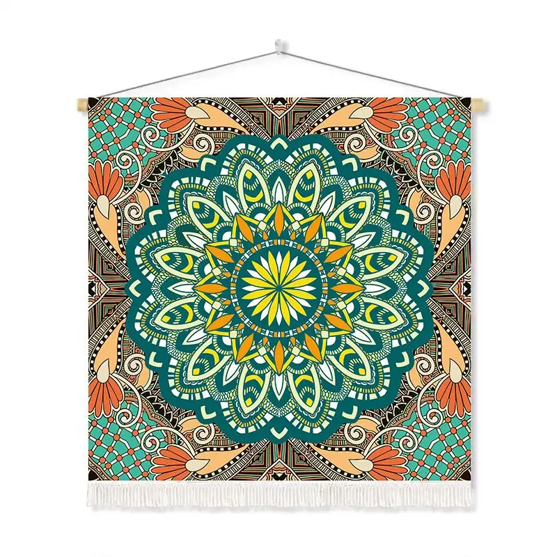 VIKAMA Retro Bohemian Mandala Tapestry Ethnic Wall Hanging Polyester Backdrop Bedroom Dorm Living Room Boho Aesthetic Home Decor