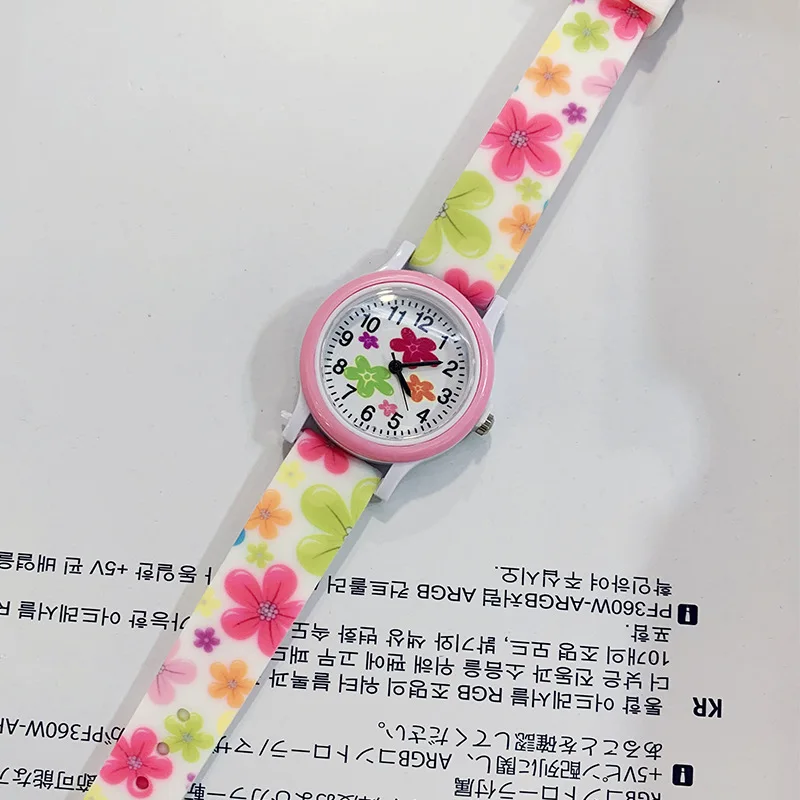 Jam tangan kuarsa anak perempuan motif silikon bunga imut dan cantik baru jam tangan santai pelajar wanita grosir