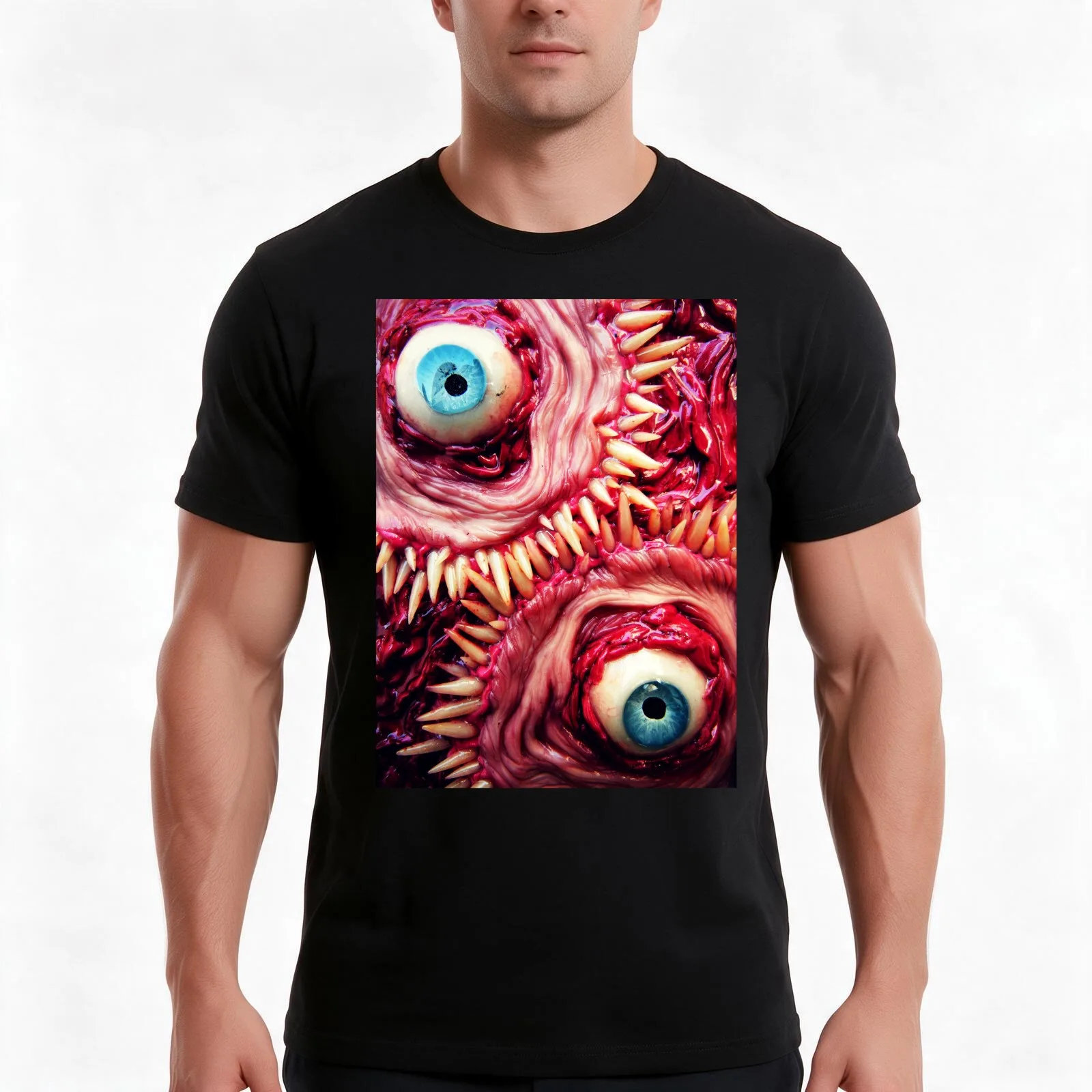 tooth beast T-Shirt Summer Casual Cotton Tee Oversized Streetwear Tops Vintage Graphic Print Loose Fit Short Sleeve