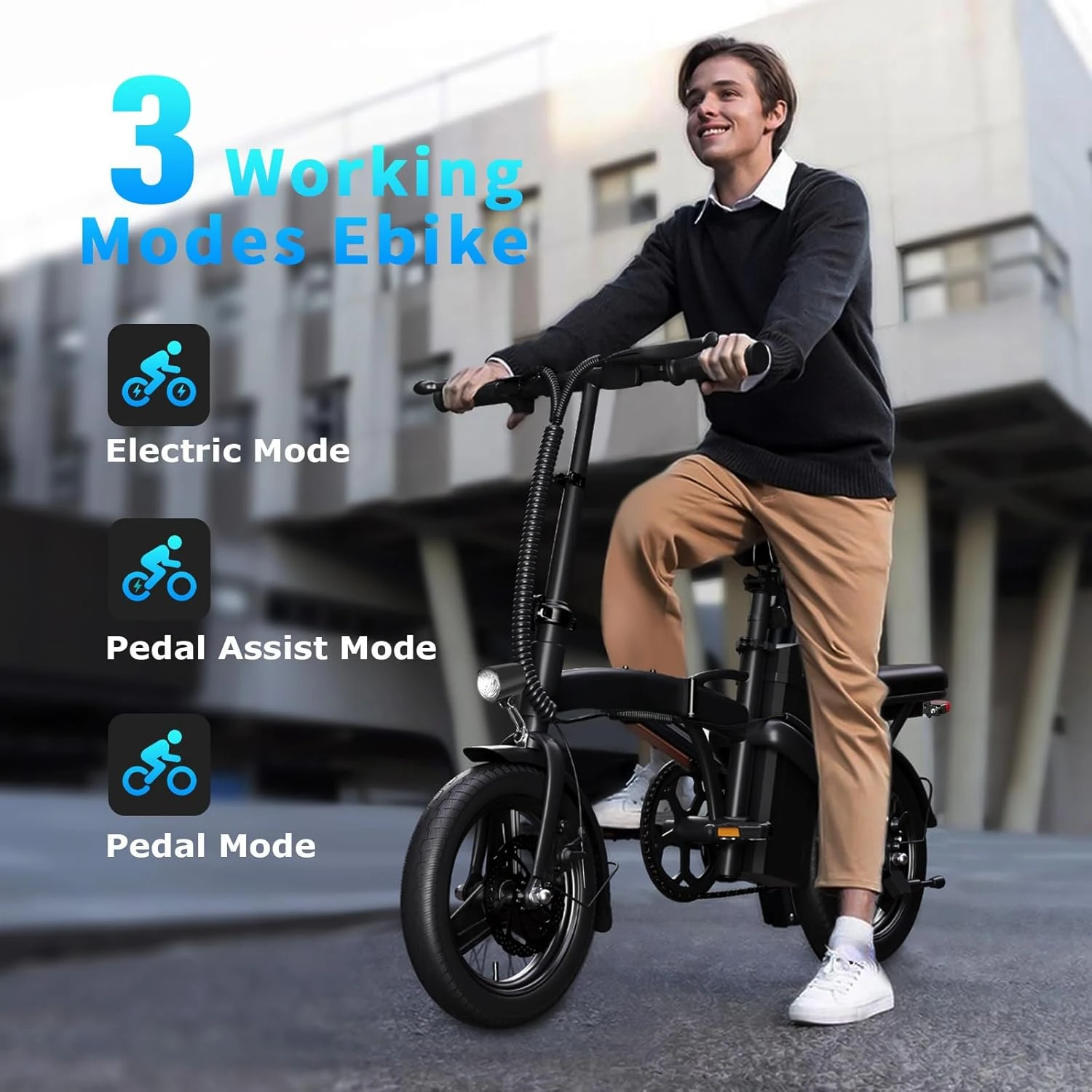 Electric Bike for Adults 750W Motor, 20 mph Folding Ebike, 14