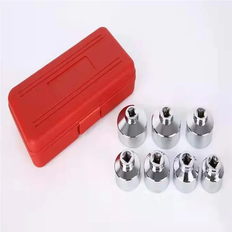 

ABRO-7 Pieces Oil Filter Socket Wrench 24Mm To 38Mm 3/8-Inch Drive Oil Filter Removal Socket Filter Cap Removal Tool Remover