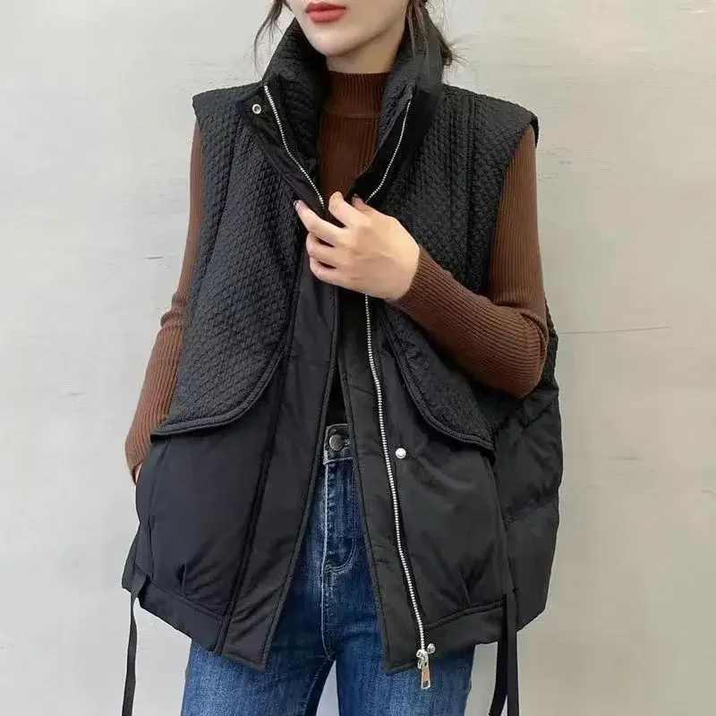 New Sleeveless Puffer Jacket Women Down Cotton Vest Autumn Winter Coats Loose Tops Warm Korean Fashion Brand