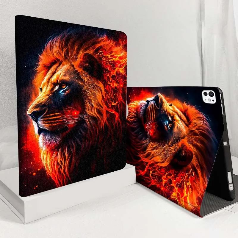 

Lion fire energy glowing mane For iPad Pro Air 5 4 3 13 11 8 7 6 5 10th 7th 6th 10.5 12.9 10.9 Tablet Case
