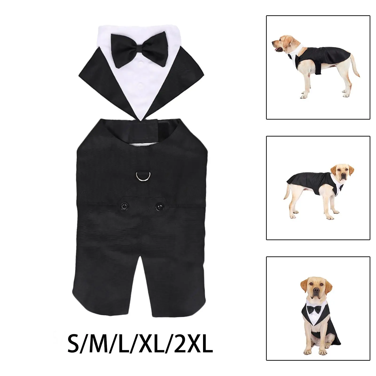 Pet Dog Tuxedo Costume with Collar for Weddings, Birthdays, Parties Exquisite Stitching Dog Apparel Lightweight Elegant